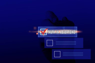 Word metin gerçek reklam yazma. İş kavramı pratik dürüst reklam tanıtım Propaganda için.