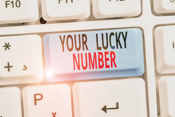 Word writing text Your Lucky Number. Business concept for believing in letter Fortune Increase Chance Casino. — Stock Photo, Image