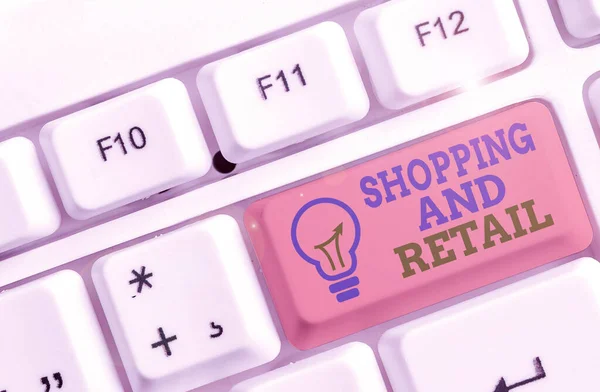 Szöveg jel vásárlás és kiskereskedelmi mutatja. Fogalmi fénykép folyamat eladási fogyasztási szolgáltatások az ügyfelek. — Stock Fotó