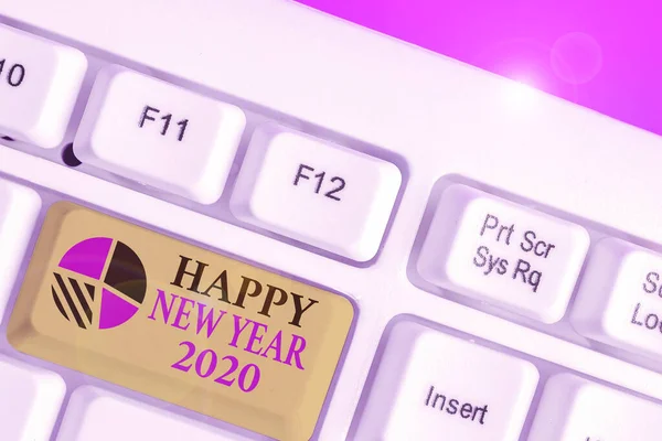 Escritura a mano conceptual que muestra Feliz Año Nuevo 2020. Texto de la foto del negocio Saludo Celebración de un nuevo comienzo de vacaciones Mis mejores deseos . — Foto de Stock