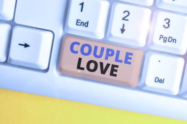 Word writing text Couple Love. Business concept for two showing who love each other very much Feeling pleasure White pc keyboard with empty note paper above white background key copy space.