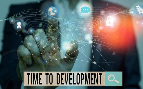 Pisanie tekstu Time To Development. Koncepcja biznesowa na okres, w którym firma rośnie lub rozwijać system zdjęć obraz system sieciowy nowoczesny technologia inteligentne urządzenie. — Zdjęcie stockowe