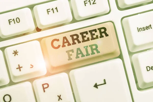 Text sign showing Career Fair. Conceptual photo an event at which job seekers can meet possible employers.