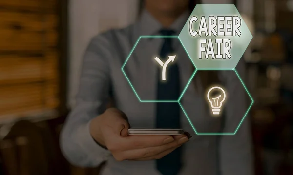 Word writing text Career Fair. Business concept for an event at which job seekers can meet possible employers. — Stock Photo, Image