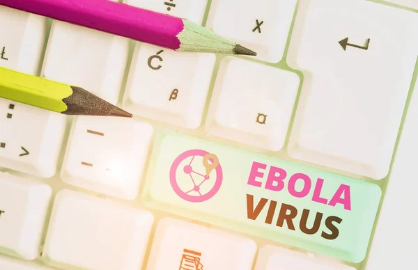 Textskylt som visar ebolavirus. Konceptuellt foto en viral hemorragisk feber av huanalysiss och andra primater. — Stockfoto