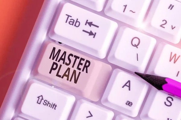 Word Writing Text Masterplan. Geschäftskonzept für dynamische langfristige Planung dokumentieren umfassenden Aktionsplan. — Stockfoto