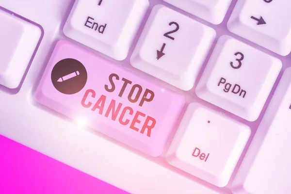 Написание рукописного текста Stop Cancer. Понятие, означающее предотвращение неконтролируемого роста аномальных клеток в организме . — стоковое фото