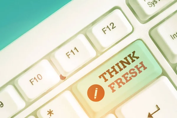 Think Fresh'i gösteren kavramsal el yazısı. İş fotoğraf metin doğal maddeler Üzerinde Düşünme Pozitif iyi çevre. — Stok fotoğraf