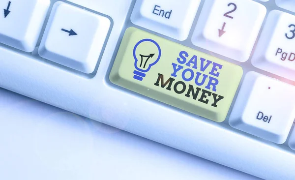 Scrittura concettuale a mano che mostra Save Your Money. Testo foto aziendale mantenere i vostri risparmi in banca o magazzino per proteggerlo Non sprecare . — Foto Stock