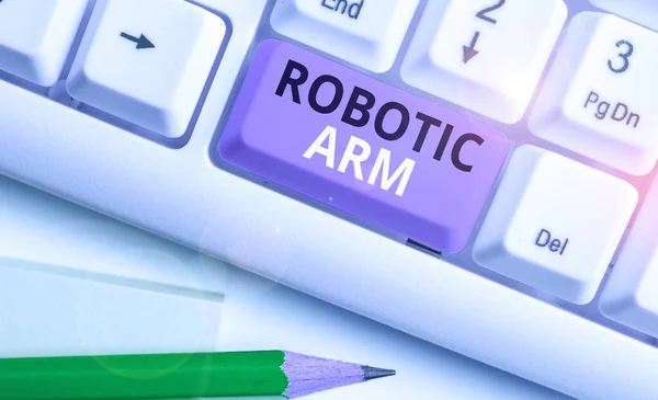 Texte manuscrit Bras robotique. Concept signifiant bras mécanique programmable avec fonction similaire d'un bras d'huanalysis . — Photo