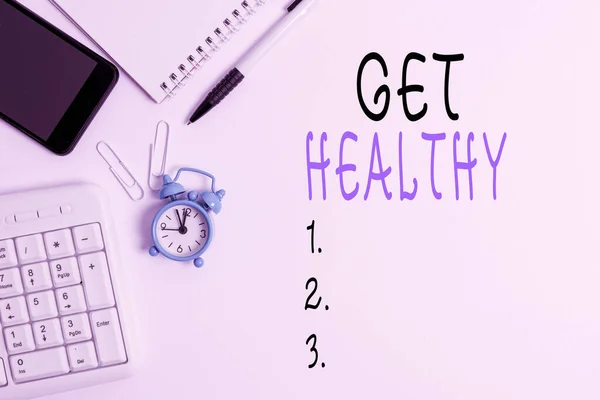 Conceptual hand writing showing Get Healthy. Business photo showcasing possessing or enjoying good health or a sound mentality Business concept with space for advertising and text message. — Stock Photo, Image