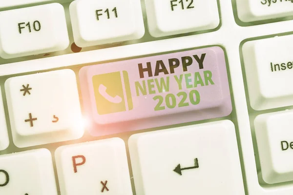 Konceptuell handstil visar Gott Nytt År 2020. Business foto text Hälsning Fira Holiday Fresh Start Bästa önskningar. — Stockfoto