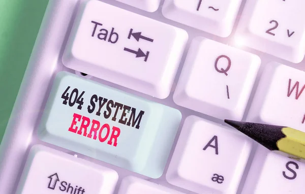 Word scrittura testo 404 Errore di sistema. Concetto di business per il messaggio appare quando il sito è giù e non può essere raggiunto . — Foto Stock