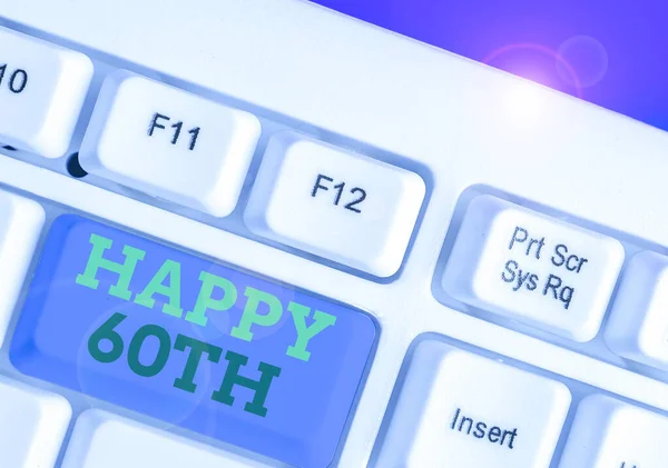 Tekst pisma Happy 60th. Koncepcja biznesowa na radosną okazję do specjalnego wydarzenia z okazji 60. roku. — Zdjęcie stockowe
