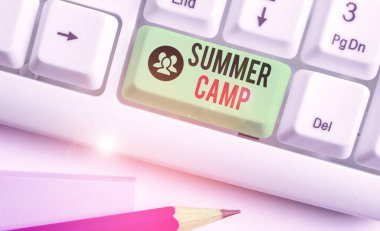 Writing note showing Summer Camp. Business photo showcasing supervised program for children conducted during the summer.