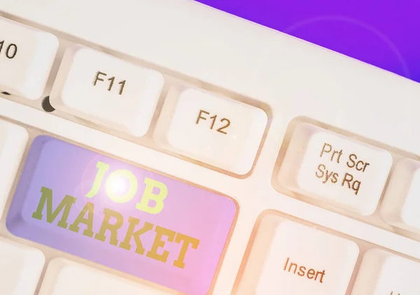 Psaní textu na trhu práce. Obchodní koncepce pro skupinu jednotlivců hledajících zaměstnání v rámci ekonomiky. — Stock fotografie