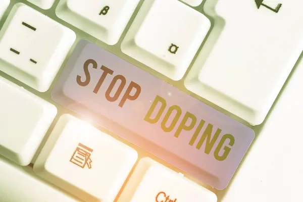 Parola che scrive testo Stop Doping. Concetto di business per non utilizzare vietato uso atletico perforanalysisce migliorare farmaci . — Foto Stock