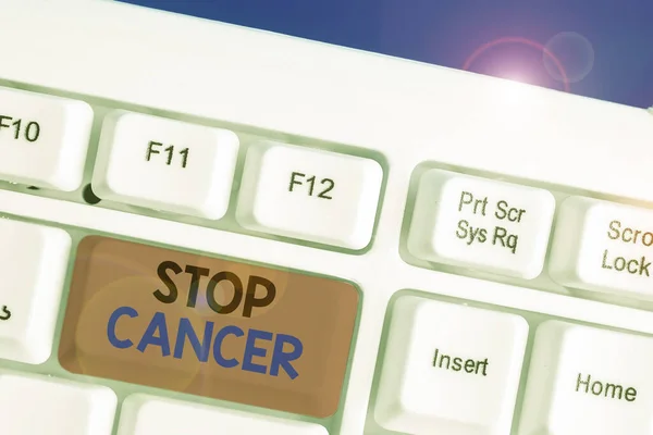 Fogalmi kézírás a Stop Cancer-ről. Üzleti fotó bemutatása megakadályozza az ellenőrizetlen növekedését kóros sejtek a szervezetben. — Stock Fotó