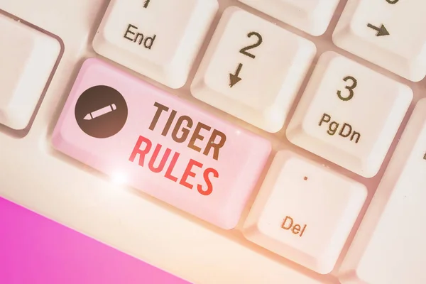 Handwriting text writing Tiger Rules. Concept meaning Willpower and demonstratingal strength Resistance to imperial rule. — ストック写真