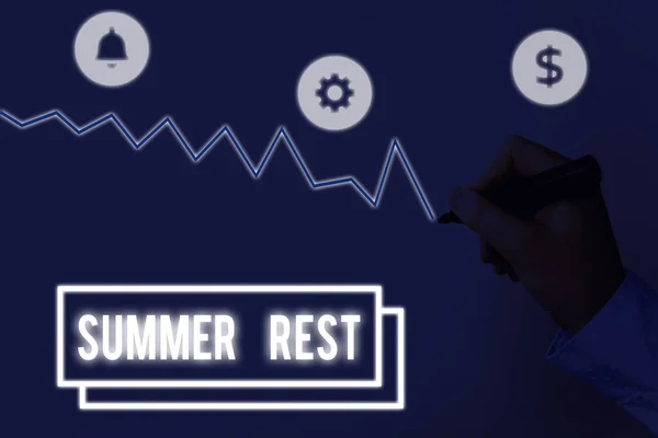 Schrijfbriefje met zomerrust. Zakelijke foto presentatie nemen vakantie of ontspannen van het werk of school in de zomer. — Stockfoto
