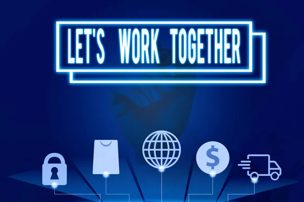 Konzeptionelle Handschrift, die zeigt, dass wir zusammenarbeiten. Geschäftstexte vereinigen und Kräfte bündeln, um ein gemeinsames Ziel zu erreichen. — Stockfoto