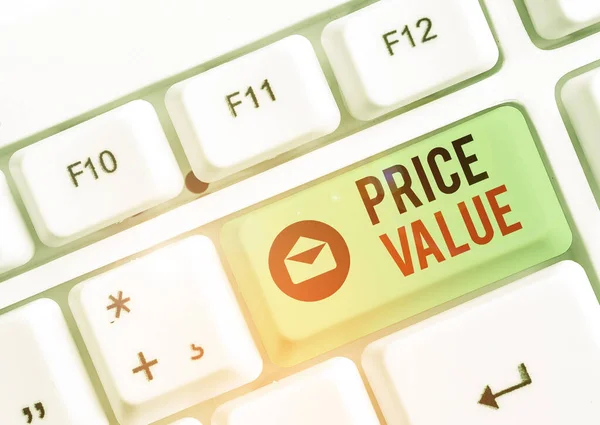 Sinal de texto mostrando Valor de Preço. Foto conceitual o preço de um produto com base no que os clientes pensam ou valorizam . — Fotografia de Stock