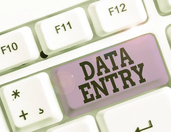 Writing note showing Data Entry. Business photo showcasing process of inputting data or information into the computer.