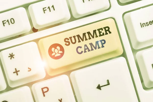 Conceptual hand writing showing Summer Camp. Business photo showcasing supervised program for children conducted during the summer.