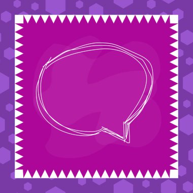 Renkli nesnenin asimetrik şekilli formunda konuşan baloncuk. Simetrik olmayan düzensiz şablon ana hatları çok renkli tasarım. Soyut resmin tasviri