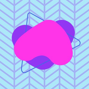 Renkli nesnenin asimetrik ve eşit olmayan biçimi. Simetrik olmayan düzensiz şablon ana hatları çok renkli tasarım. Soyut resmin tasviri