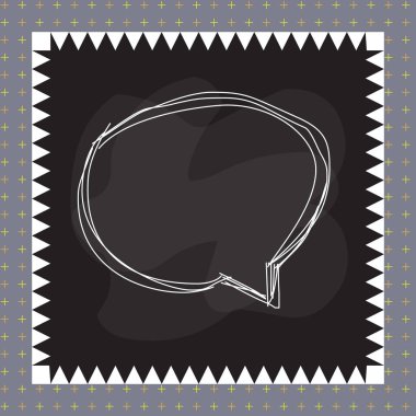 Renkli nesnenin asimetrik şekilli formunda konuşan baloncuk. Simetrik olmayan düzensiz şablon ana hatları çok renkli tasarım. Soyut resmin tasviri