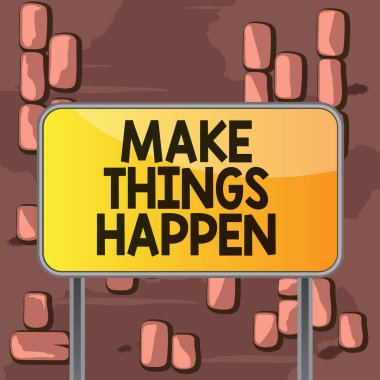 Kelime yazma metni bir şeyleri meydana getirir. Exert Efor Exert Efor Bir şey başarmak ve yerine getirmek için iş konsepti Git ve Eylem Tahtası zemin metalik direk boş panel döşeme renkli arka plan eklendi.