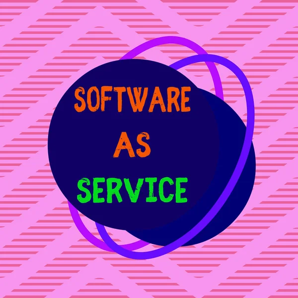 Handwriting text Software As Service. Concept meaning On Deanalysisd licensed on Subscription and centrally hosted Asymmetrical uneven shaped format pattern object outline multicolour design. — 스톡 사진