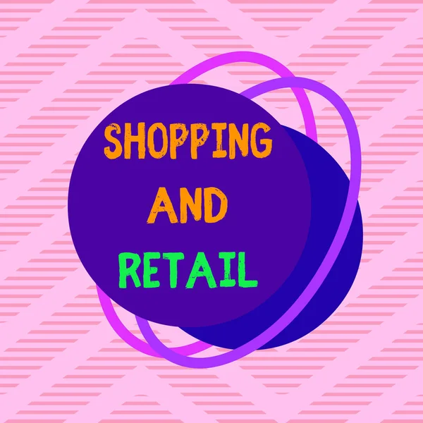 Handstilstext Shopping och detaljhandel. Begreppets betydelse Försäljning av konsumentvaror Tjänster till kunder Asymmetriskt ojämnt format mönster objekt skissera flerfärgad design. — Stockfoto