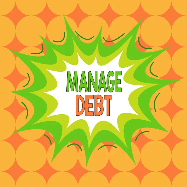 Word writing text Manage Debt. Business concept for unofficial agreement with unsecured creditors for repayment Asymmetrical uneven shaped format pattern object outline multicolour design. — Stock Photo, Image