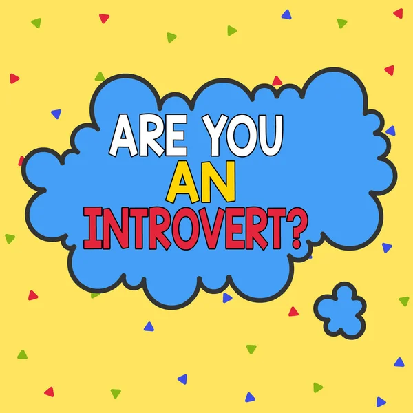 Word writing text Are You An Introvertquestion. Business concept for demonstrating who tends to turn inward mentally Asymmetrical uneven shaped format pattern object outline multicolour design. — Stock Photo, Image