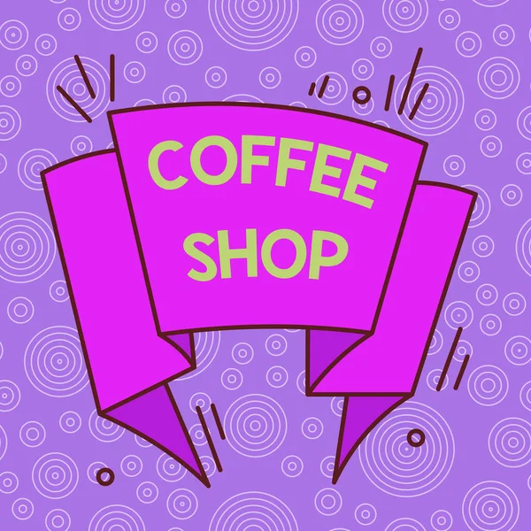 Handschrift tekst Coffee Shop. Concept betekent klein informeel restaurant met koffie en lichte verfrissingen Asymmetrisch ongelijk vormgegeven format patroon object outline multicolour design. — Stockfoto
