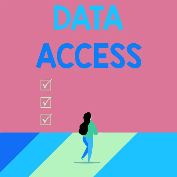 ワード書き込みテキストデータアクセス。ユーザーのビジネスコンセプトは、データベース内に保存されたデータにアクセスすることです。. — ストック写真