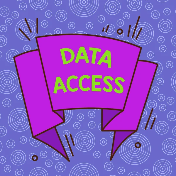 Handwriting text Data Access. Concept meaning a user s is ability to access data stored within a database Asymmetrical uneven shaped format pattern object outline multicolour design.