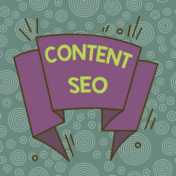 Текст от руки Content Seo. Концепция создания содержимого веб-страницы, чтобы занять высокое место в поисковых системах Асимметричный неравномерный формат шаблона объекта очертания многоцветный дизайн . — стоковое фото