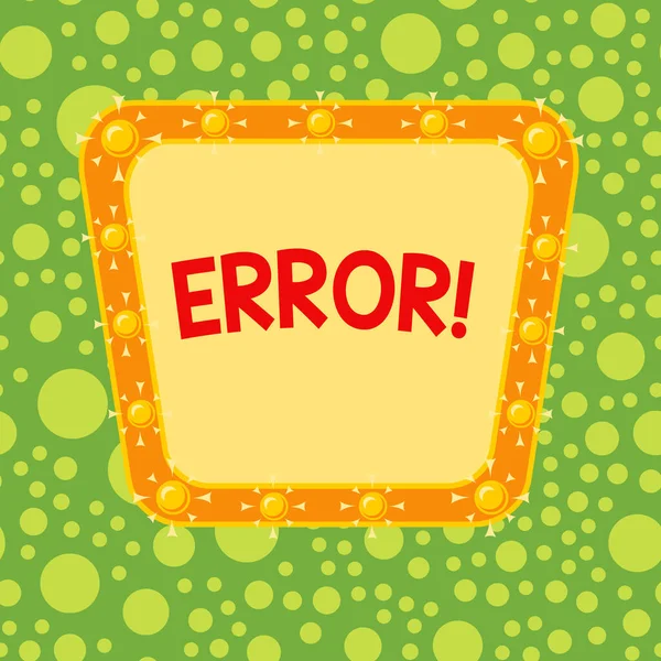 Text sign showing Error. Conceptual photo state or condition of being wrong in conduct judgement or program Asymmetrical uneven shaped format pattern object outline multicolour design. — Stock Photo, Image