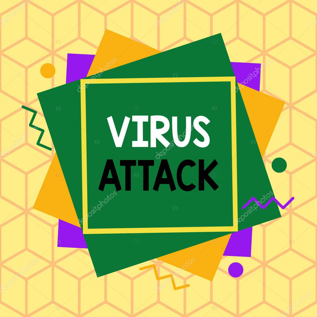 Signo de texto que muestra Virus Attack. Foto conceptual programa