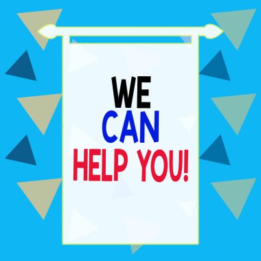 Word writing text We Can Help You. Business concept for offering good assistance to customers or friends Square rectangle paper sheet loaded with full creation of pattern theme.