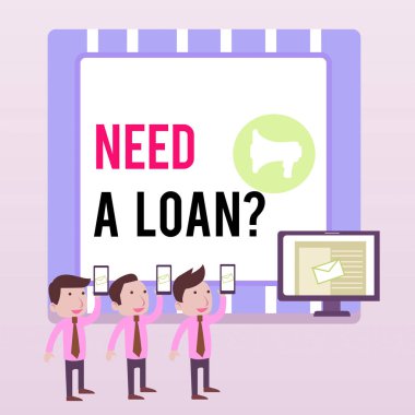 Kelime yazma metni için borç lazım. Banka Sms E- posta Pazarlama Medya Seyircisi Cazibesi Kişisel Bilgisayar Hoparlöründen borç alınan para miktarı konsepti.