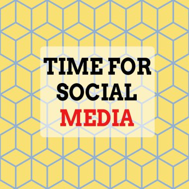 Text sign showing Time For Social Media. Conceptual photo meeting new friends discussing topics news and movies Seamless Blue Blocks Cubes Yellow Background Depth Deepness Perspective.
