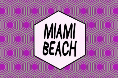 Miami Beach 'e mesaj yazıyorum. Florida 'nın Miamidade İlçesi' ndeki sahil kenti iş konsepti geometrik eşkenar dörtgen modelini tekrarlıyor. Kusursuz soyut tasarım. Duvar Kağıdı.
