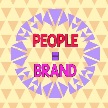 People Brand 'i gösteren mesaj işareti. Kişisel Markalaştırma Tanımlama Konsepti, etiketler vasıtasıyla asimetrik düzensiz biçim örüntüsü nesne çok renkli tasarım.