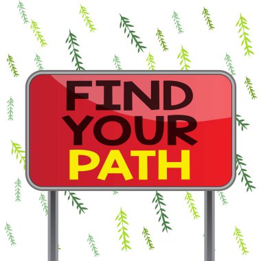 El yazısı metni Yolunuzu Bul. Kavram, başarı için bir yol aramaktır Motivasyon İlham Tahtası zemin metalik çubuk boş panel tahtası renkli arka plan eklenmiştir.