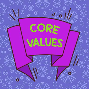 Handwriting text Core Values. Concept meaning the fundamental beliefs or principle of a demonstrating or organization Asymmetrical uneven shaped format pattern object outline multicolour design.