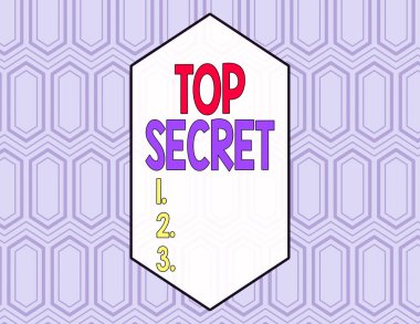 Conceptual hand writing showing Top Secret. Business photo showcasing protected by a high degree of secrecy Highly confidential Seamless Hexagon Tiles in Line Perspective Depth Deepness.